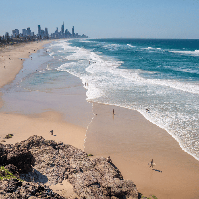 View from Burleigh to Surfers Paradise, Gold Coast, Queensland, Australia. Image courtesy of Tourism and Events Queensland.